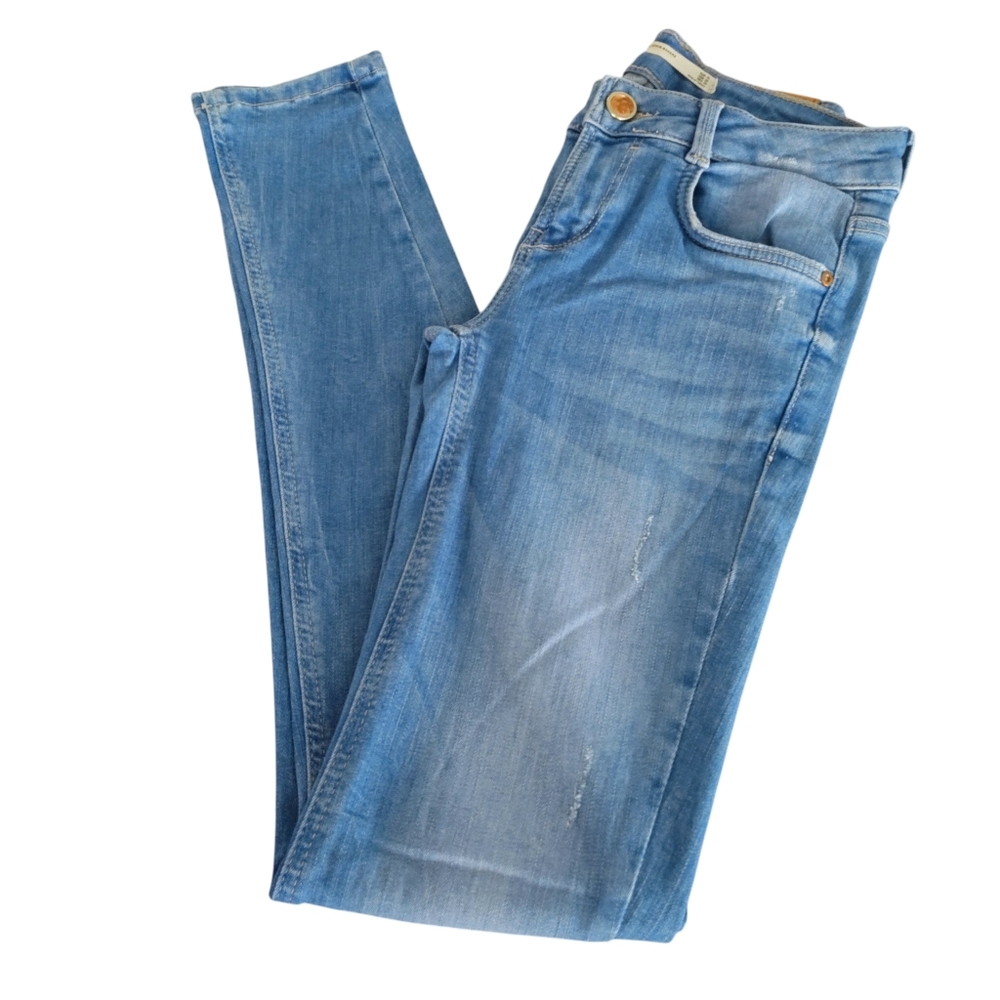 Zara Skinny Jeans Womens Light Blue Wash Size 2 Straight Leg - Picture 3 of 12
